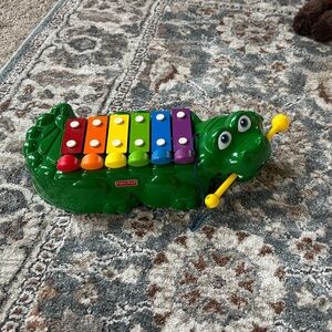 Vintage 1998 Fisher-Price Green Alligator Xylophone with Rainbow Keys